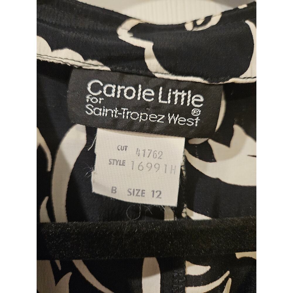 Vintage Carole Little West Black White Floral Blouse and Wrap Skirt Set Sz 10/12 - Picture 3 of 12